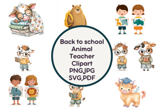 Animal Back to School Clipart PNG,JPG: Graphics Freebies for Real Projects