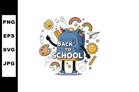 Back to School Blue Backpack with Pencil Graphics