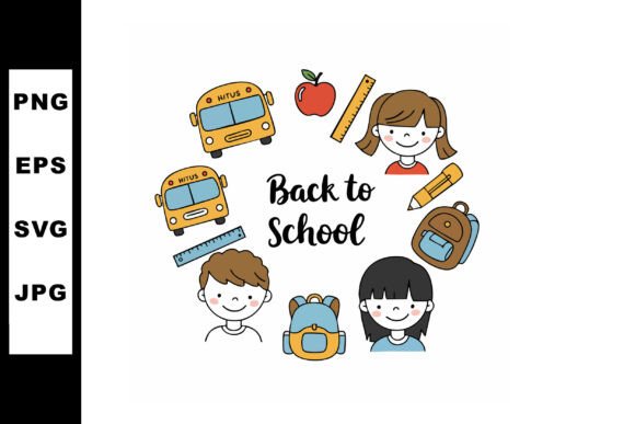 Back to School Children with Backpacks Graphics