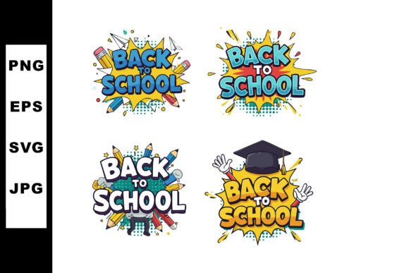 Back to School Colorful Comic Style Text Graphics