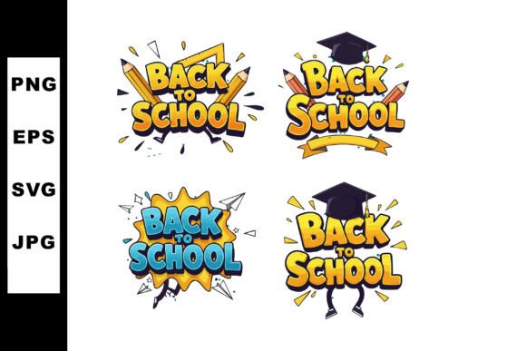 Back to School Colorful Education Text W