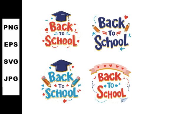 Back to School Colorful Text Designs Wit Graphics
