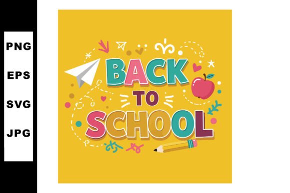 Back to School Colorful Text with Paper: Graphics & Illustrations