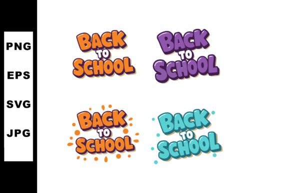 Back to School Colorful Typography Set W: Graphics & Illustrations