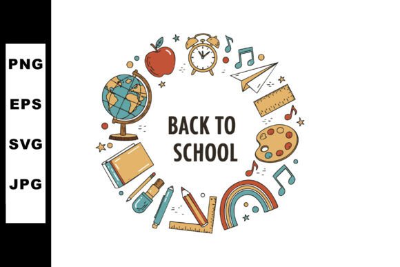 Back to School Education Supplies Globe Graphics
