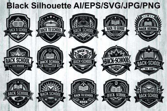 Back to School Logo Silhouette Graphics & Illustrations