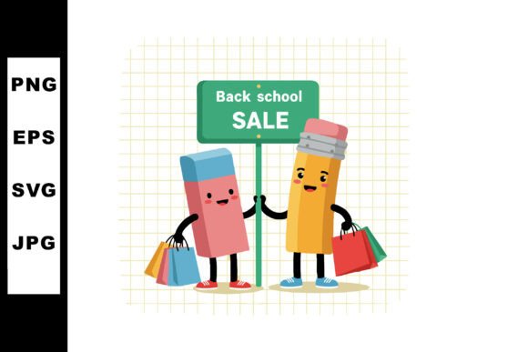Back to School Sale Happy Pencil and Era Graphics