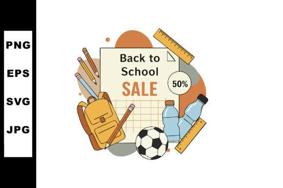 Back to School Sale Promotion with Backp Graphics