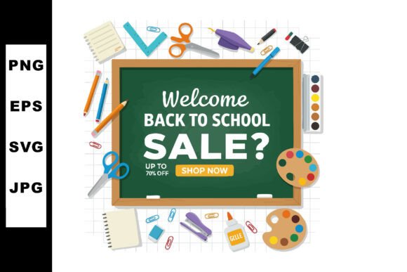 Back to School Sale Promotional Chalkboa Graphics