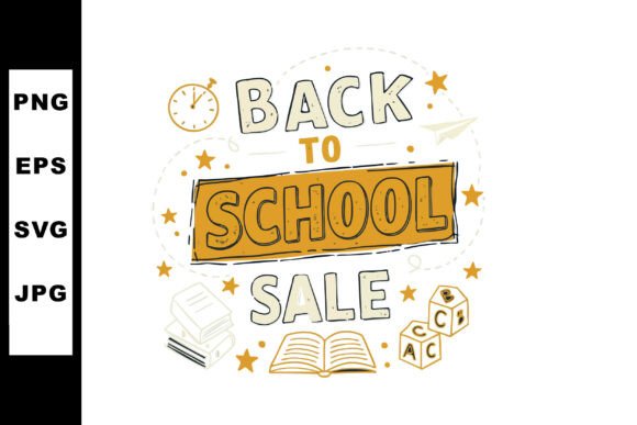 Back to School Sale Text with Books Bloc