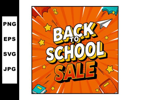 Back to School Sale Text with Paper Plan: Graphics & Illustrations