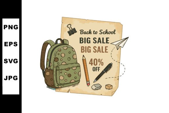 Back to School Sale with Backpack Pencil Graphics