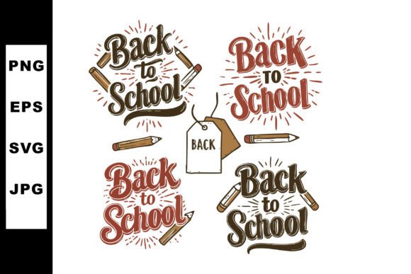 Back to School Text Designs with Pencils: Graphics & Illustrations