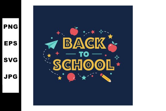Back to School Text with Apples Pencil a Graphics