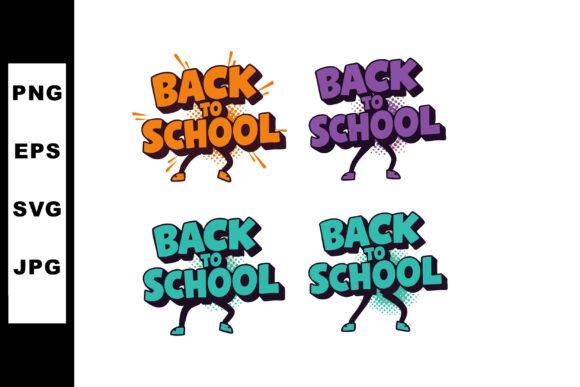 Back to School Text with Cartoon Charact Graphics
