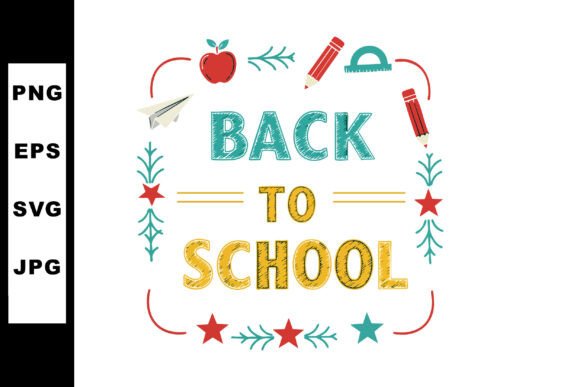 Back to School Text with Pencils Apple a Graphics