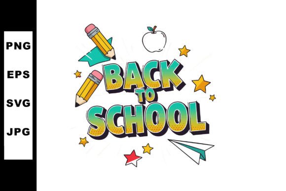 Back to School Text with Pencils Paper P Graphics