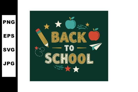 Back to School Vector with Pencil Apples: Graphics & Illustrations