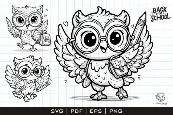 Cute Back to School Owl Vector: Graphics & Illustrations