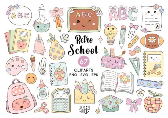 Groovy School PNG SVG Back to School Graphics